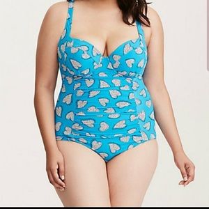 Torrid blue one piece swim suit size 1